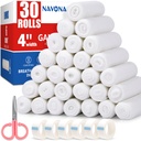 Navona Gauze Rolls 30 Pack, 4 in x 4.1 Yards | Individually Wrapped Rolled Gauze, Premium Gauzes Wrap Roll for Wounds, Mummy Wrap