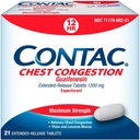 Contac Chest Congestion, Maximum Strength Expectorant Controls Cough and Thins and Loosens Mucus, Extended Release Tablets, Guaifenesin 1200 mg, Extended Release Tablets, 21 Count