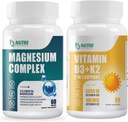 Magnesium Breakthrough Complex Supplement & Vitamin D3 K2 with MCT Oil 60 Softgels | Bone, Heart, Muscle & Nervous System Support - Non-GMO
