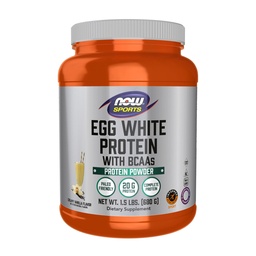 NOW Sports Nutrition, Egg White Protein, 20 G With BCAAs, Creamy Vanilla Powder, 1.5-Pound