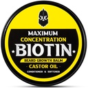 Beard Balm, Maximum Concentration BIOTIN, with Castor Oil and Argan & Jojoba Oils, Promotes Beard Growth, Styles, Strengthens & Softens Beards & Mustaches, 2 Ounce，Sandalwood