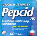 Pepcid AC Original Strength Heartburn Relief Tablets, Prevents & Relieves Heartburn Due to Acid Indigestion & Sour Stomach, 10 mg Famotidine to Reduce & Control Acid, Fast-Acting, 60 Ct