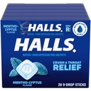 HALLS Cough and Throat Relief Mentho-Lyptus Cough Drops, 20 Sticks of 9 (180 Total Drops)