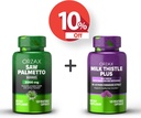 ORZAX Saw Palmetto 2000 mg 120 Vegatable Capsules and Milk Thistle Plus with Dandelion 120 Vegatable Capsule, Bundle