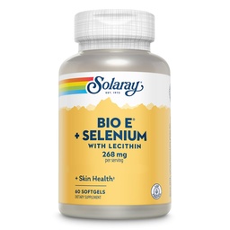SOLARAY Bio Vitamin E with Selenium - Vitamin E and Selenium Supplement, Skin & Heart Health Support for Men & Women, 268 mg Per Serving, D Alpha Tocopherol - 60 Ct Softgels