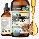 BIO KRAUTER® 12-in-1 Mushroom Supplement with Lion’s Mane, Turkey Tail, Cordyceps, Chaga, Maitake, Reishi and More for Immune Support & Overall Health - 4 Fl.Oz., 56-Day Supply, Alcohol & Sugar Free