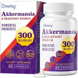 300 Billion AFU Akkermansia Muciniphila Probiotics for Women Men, 60 Count