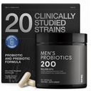 Toniiq Mens Probiotic with 20 Verified Strains – 200 Bilion CFU + 200mg FOS Prebiotic – Mens Probiotics for Gut Health - Cold-Chain & Delayed-Release – Lab-Tested Synbiotic Formula