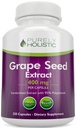 Purely Holistic Grape Seed Extract 400mg per Serving- 250 Vegan Capsules - 8+ Month Supply - Standardized to 95% Polyphenols - Maximum Strength Grapeseed - Non-GMO & Pesticide Free