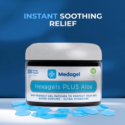 Hexagels Plus Aloe Vera - Advanced Healing Hydrogel Pads for Blister Prevention & Soothing Burn Care - Foot, Heel, Toe, & Ankle Protection, Pack of 200, 1-Inch Patches, by Medagel, Paraben Free